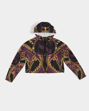 Purple Panther Women's All-Over Print Cropped Windbreaker