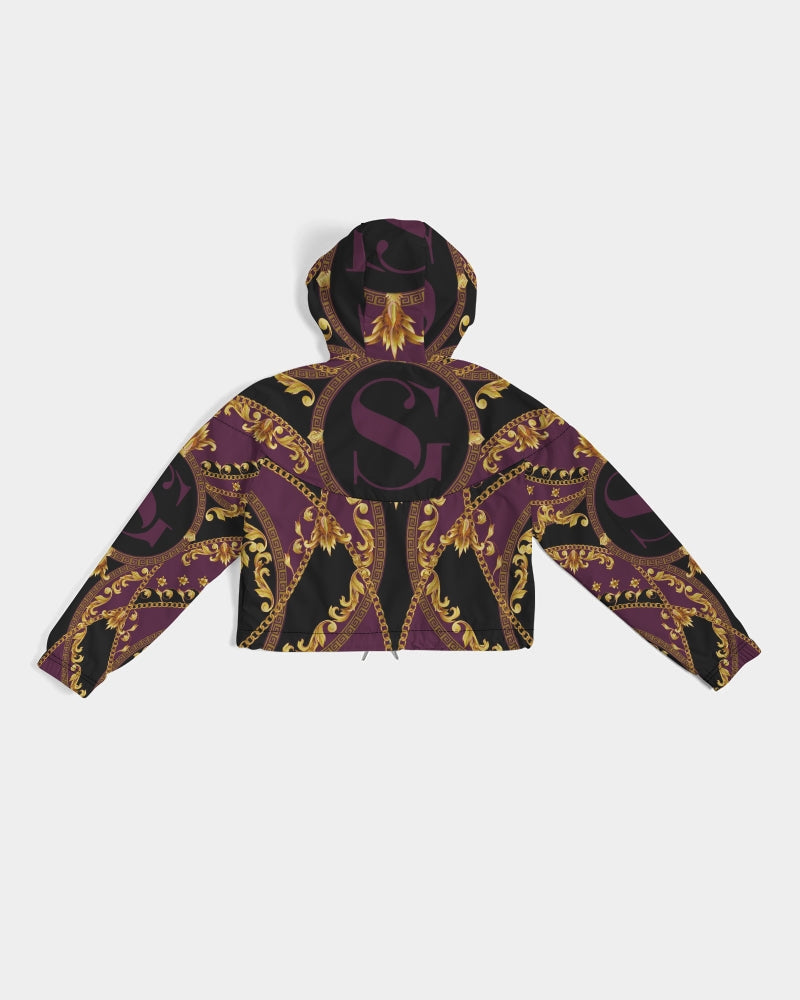 Purple Panther Women's All-Over Print Cropped Windbreaker