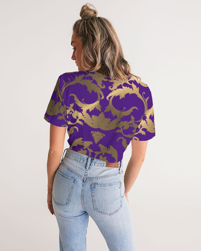 SG PURPLE SUMMERTIME FINE Women's Twist-Front Cropped Tee