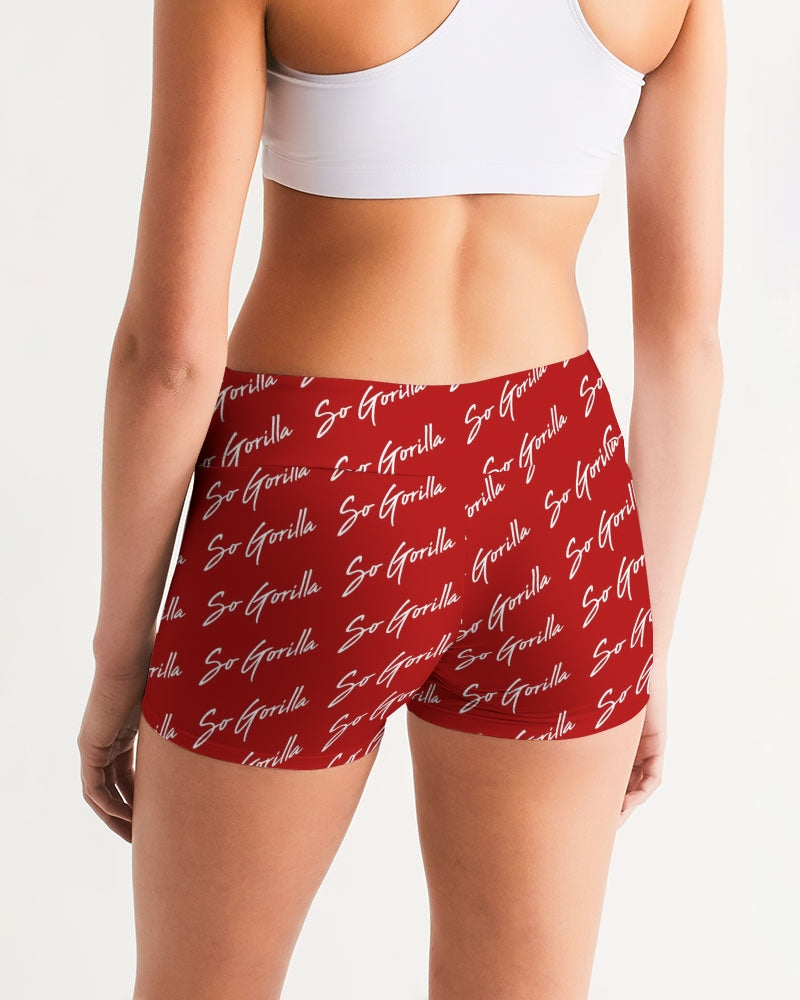 So Gorilla Red Women's Mid-Rise Yoga Shorts