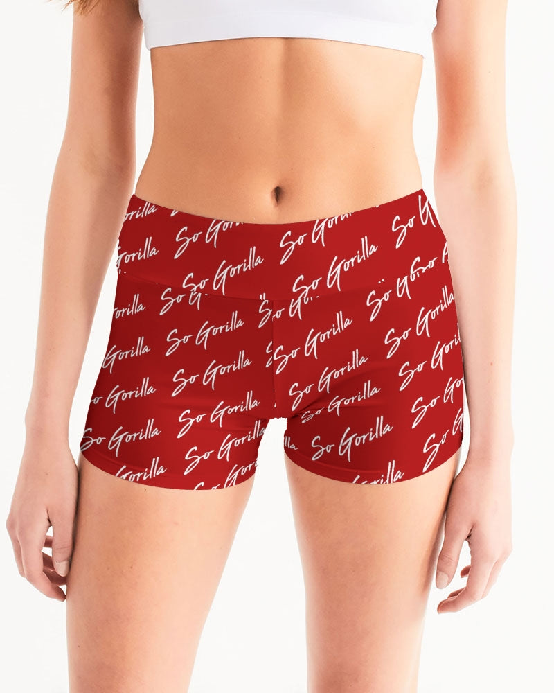 So Gorilla Red Women's Mid-Rise Yoga Shorts