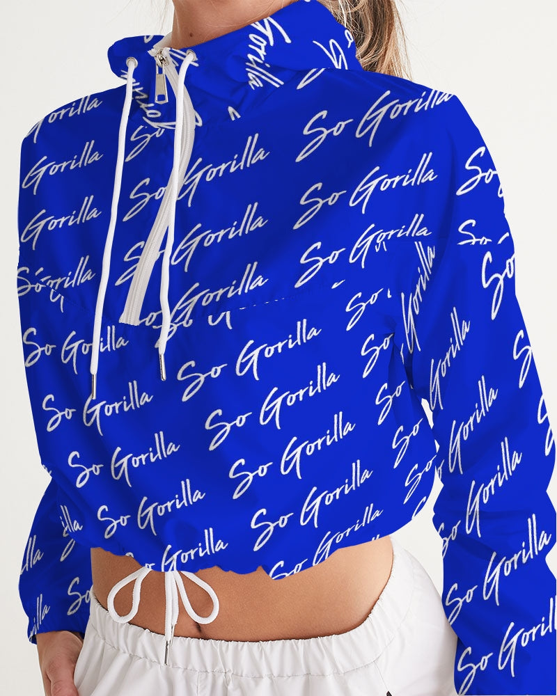 So Gorilla Royal Blue Women's Cropped Windbreaker