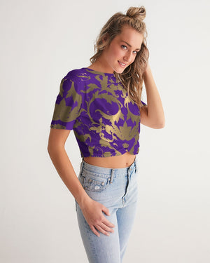 SG PURPLE SUMMERTIME FINE Women's Twist-Front Cropped Tee
