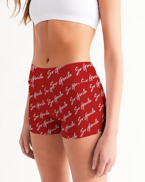 So Gorilla Red Women's Mid-Rise Yoga Shorts