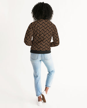 Brown and Black Women's Bomber Jacket