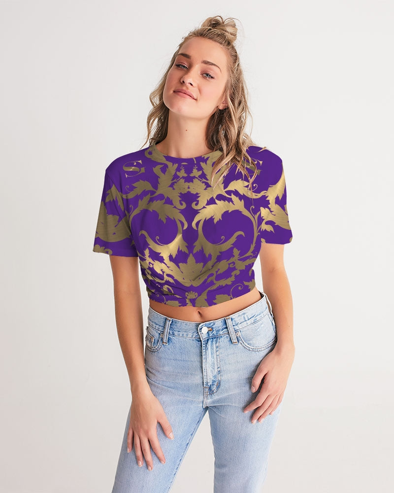 SG PURPLE SUMMERTIME FINE Women's Twist-Front Cropped Tee