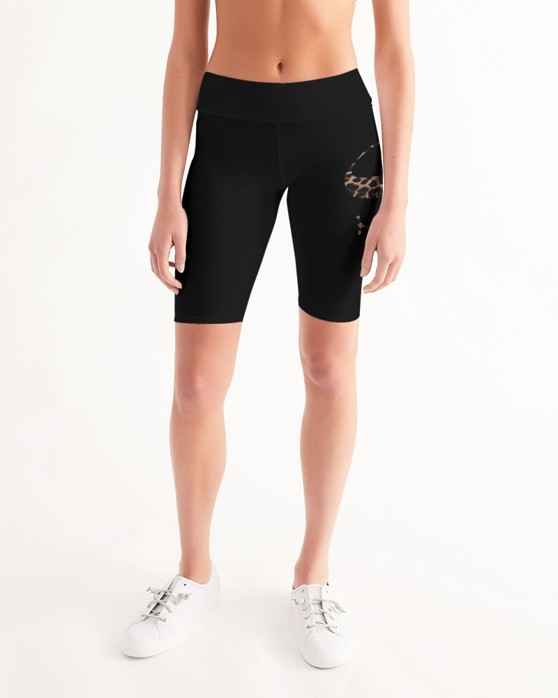 SG Black and pink Leopard Women's Mid-Rise Bike Shorts