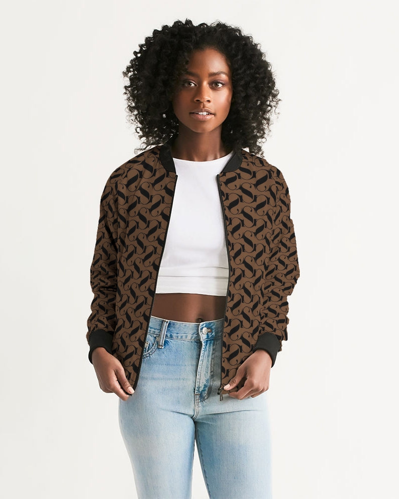 Brown and Black Women's Bomber Jacket