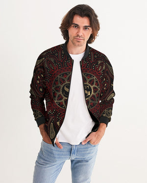 Maroon, Gold and Black Galaxy Men's Bomber Jacket