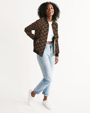 Brown and Black Women's Bomber Jacket