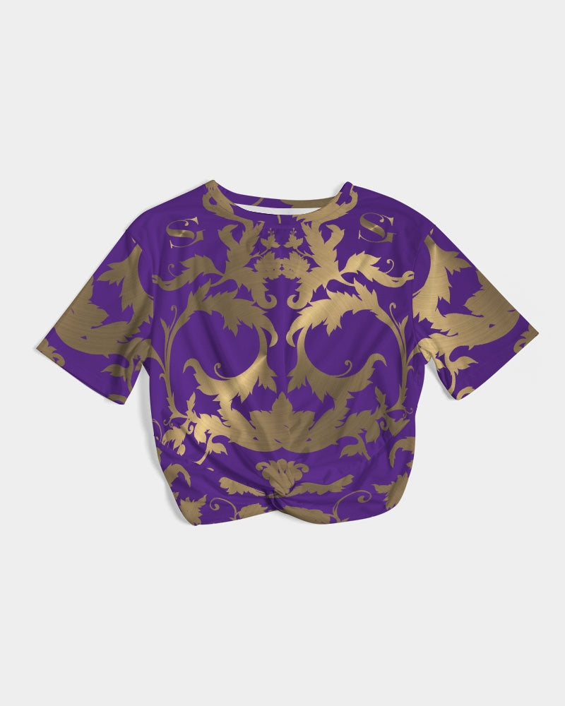 SG PURPLE SUMMERTIME FINE Women's Twist-Front Cropped Tee