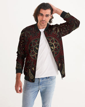 Maroon, Gold and Black Galaxy Men's Bomber Jacket