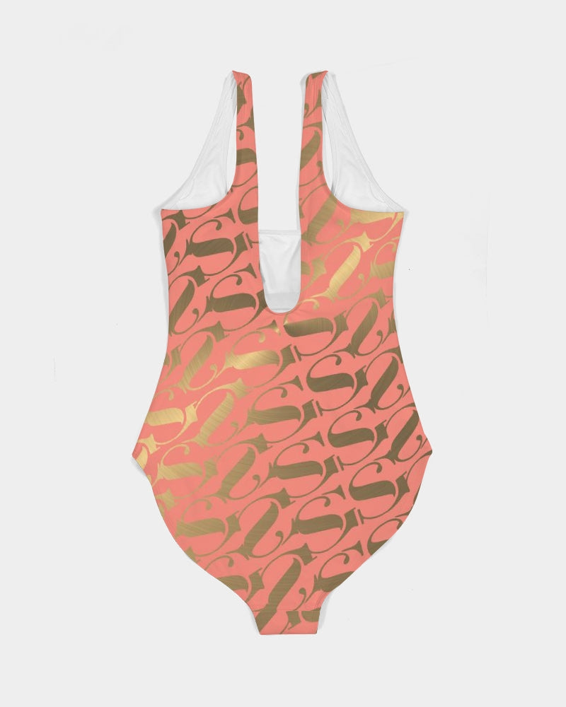 SG Peach and gold Women's One-Piece Swimsuit