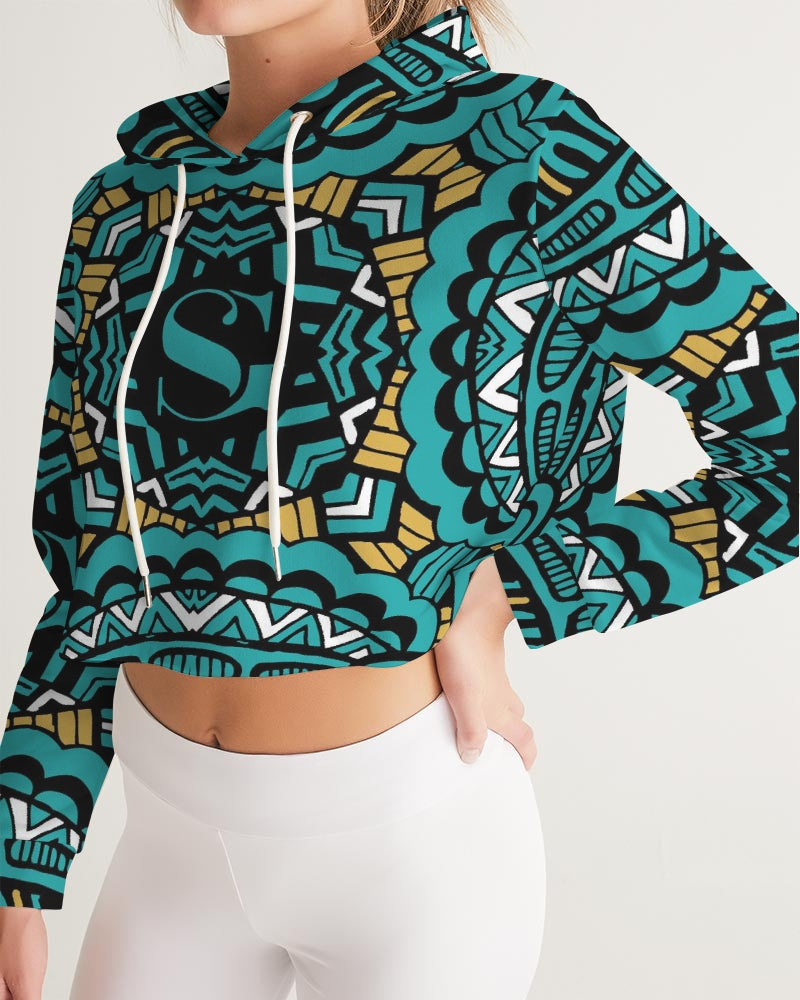 SG Teal and gold Women's Cropped Hoodie